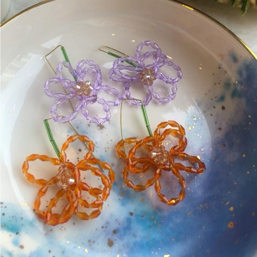 Zara Beaded Flower drop Earrings bundle